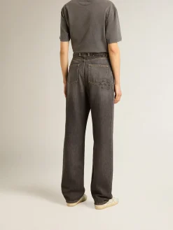 Discount Golden Goose Calça jeans preta feminina com bolso impresso Cor: preto