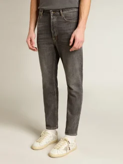 Hot Golden Goose Calça jeans preta masculina com bolso impresso Cor: preto
