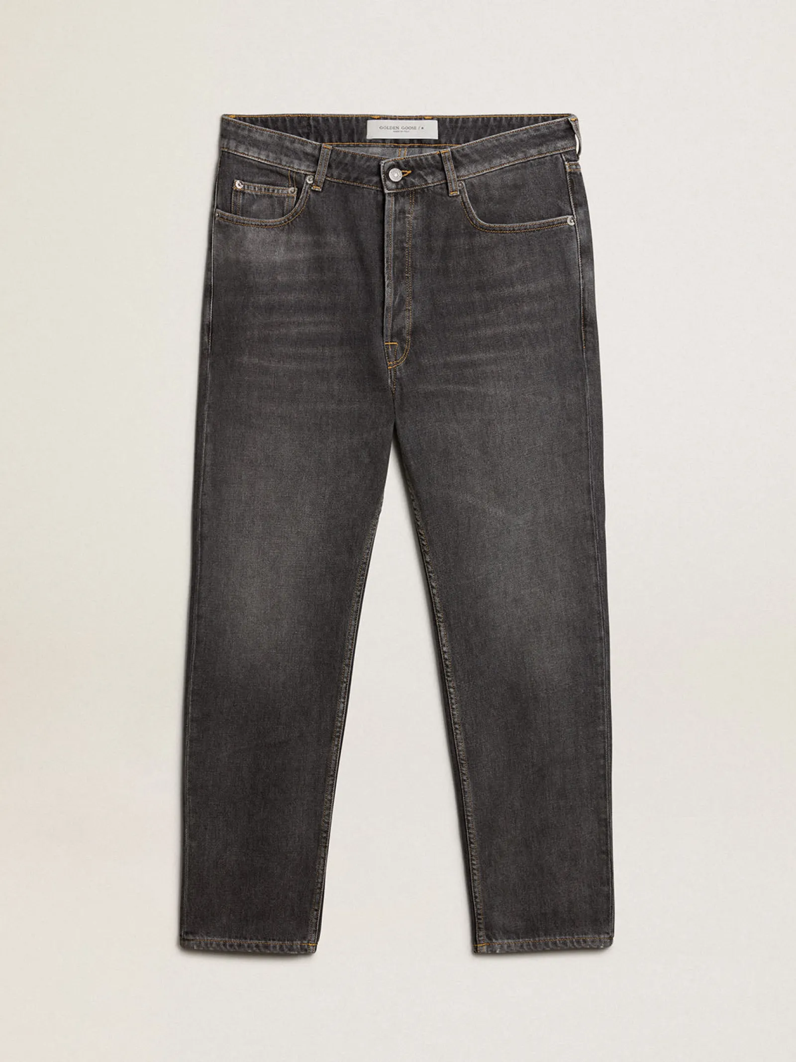 Hot Golden Goose Calça jeans preta masculina com bolso impresso Cor: preto