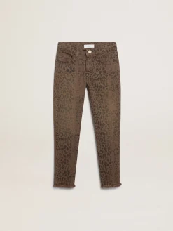 Best Sale Golden Goose Calça jeans skinny infantil feminina com estampa animal print Golden Collection