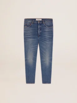 Best Sale Golden Goose Calça jeans slim masculina com lavagem média Cor: azul