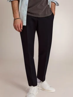 Store Golden Goose Calça masculina de lã azul-escura Cor: azul-escuro