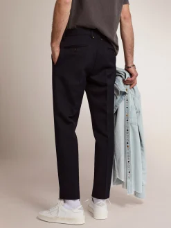Store Golden Goose Calça masculina de lã azul-escura Cor: azul-escuro