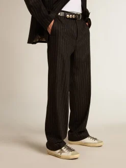 Online Golden Goose Calça masculina de lã cinza escuro Coleção Journey
