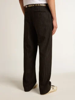 Online Golden Goose Calça masculina de lã cinza escuro Coleção Journey