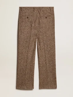 Discount Golden Goose Calça masculina de misto lã e seda bege e marrom Coleção Journey