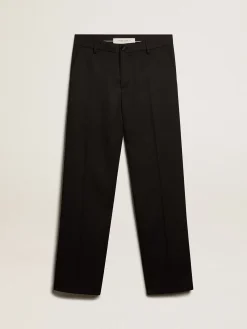 Discount Golden Goose Calça smoking masculina em gabardine de lã preta Coleção Journey