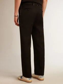 Discount Golden Goose Calça smoking masculina em gabardine de lã preta Coleção Journey