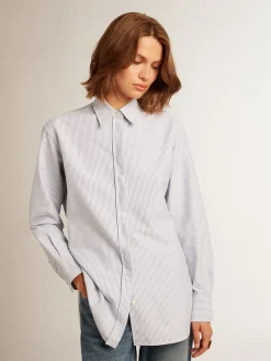 Sale Golden Goose Camisa feminina com listras finas Golden Collection