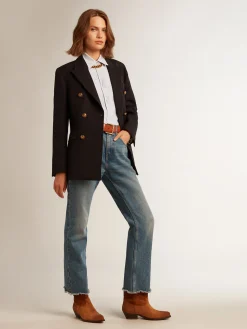Sale Golden Goose Camisa feminina com listras finas Golden Collection