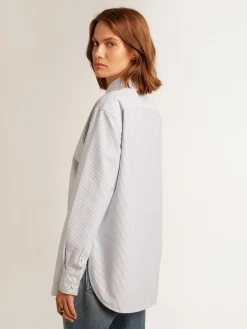 Sale Golden Goose Camisa feminina com listras finas Golden Collection