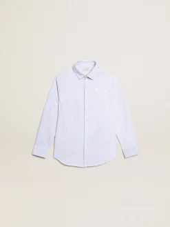 Outlet Golden Goose Camisa infantil masculina com listras azuis Golden Collection