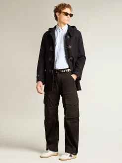 Clearance Golden Goose Camisa masculina com listras finas Cor: branco e azul-claro