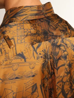 Outlet Golden Goose Camisa masculina marrom-dourada e estampa caderno de viagem Cor: marrom dourado