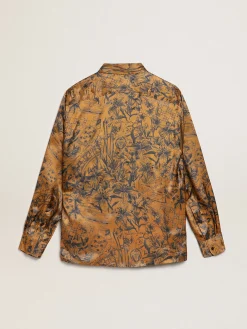 Outlet Golden Goose Camisa masculina marrom-dourada e estampa caderno de viagem Cor: marrom dourado