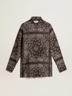 Best Golden Goose Camisa tipo pijama na cor antracite com estampa caxemira Golden Collection