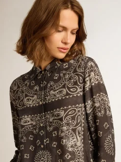 Best Golden Goose Camisa tipo pijama na cor antracite com estampa caxemira Golden Collection