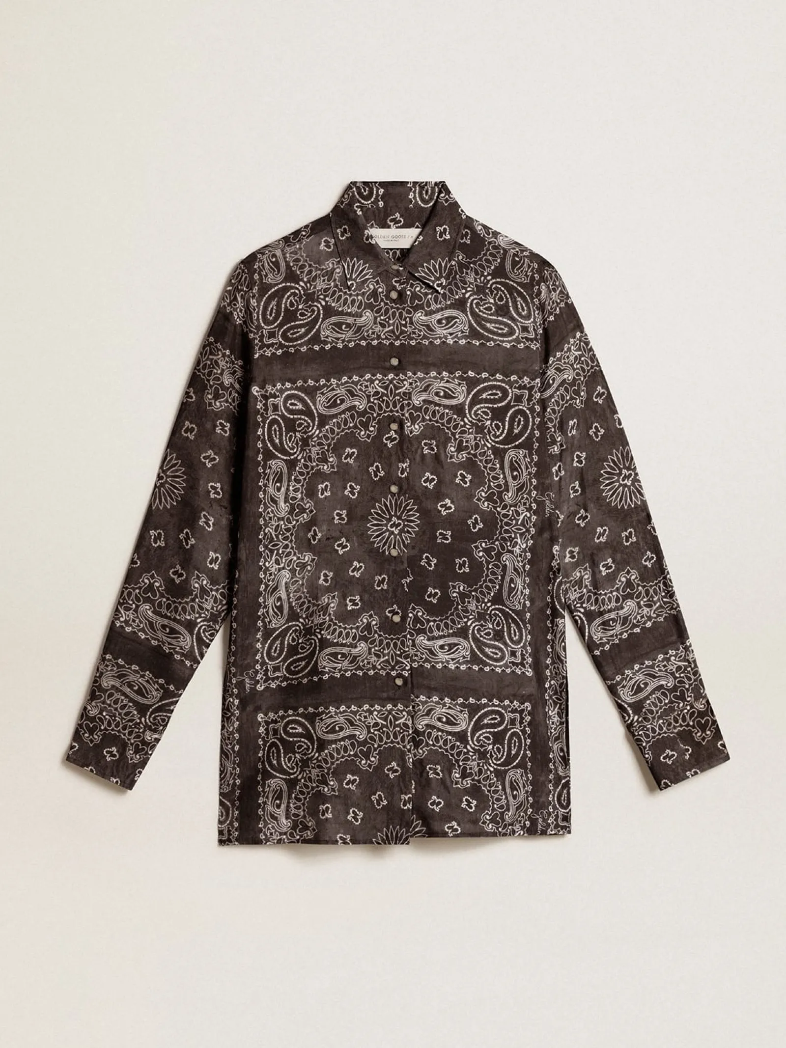 Best Golden Goose Camisa tipo pijama na cor antracite com estampa caxemira Golden Collection
