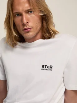 Online Golden Goose Camiseta branca Coleção Star com logo e estrela pretos em contraste Cor: branco