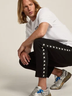 Online Golden Goose Camiseta branca Coleção Star com logo e estrela pretos em contraste Cor: branco