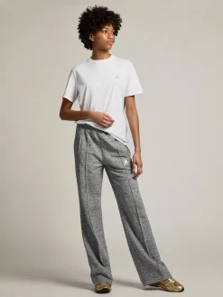 Store Golden Goose Camiseta branca Coleção Star com estrela de glitter dourado na frente Cor: branco