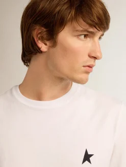 Clearance Golden Goose Camiseta branca Coleção Star com estrela preta na frente Cor: branco