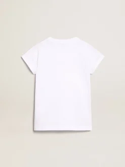 Best Sale Golden Goose Camiseta branca com a palavra Golden em cristais no centro Cor: branco