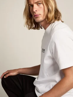 Cheap Golden Goose Camiseta branca com logo preto em contraste na frente Cor: branco óptico