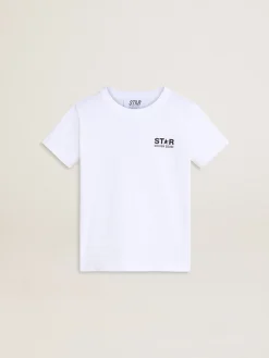 Flash Sale Golden Goose Camiseta branca com logo e estrela pretos em contraste Cor: branco óptico