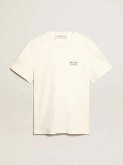 Discount Golden Goose Camiseta branca com tratamento desgastado com escrita Cor: branco heritage