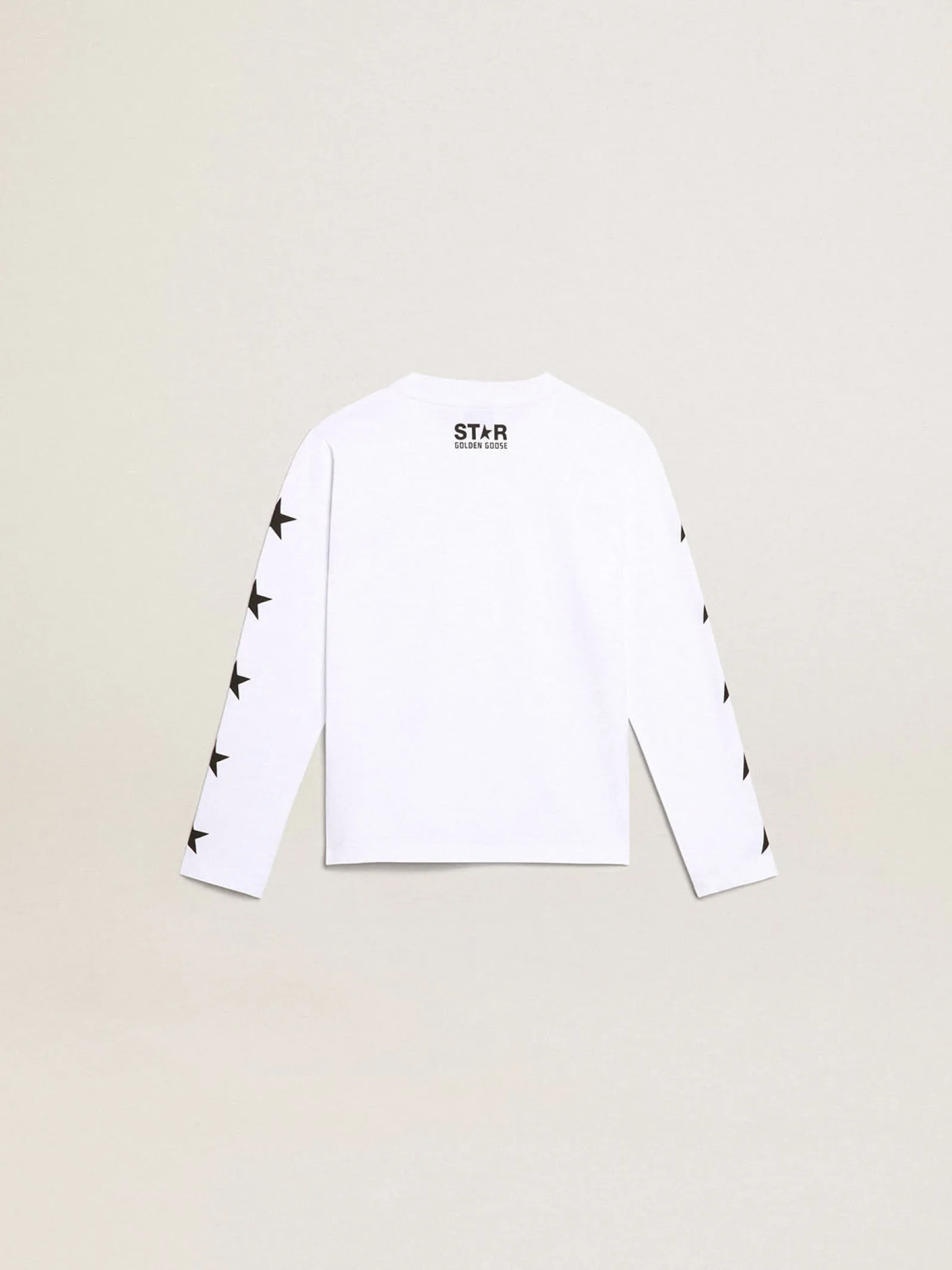 Store Golden Goose Camiseta branca de manga comprida com estrelas pretas em contraste Cor: branco óptico