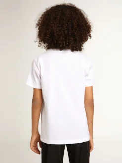 Outlet Golden Goose Camiseta branca infantil masculina com logo vermelho no centro Golden Collection