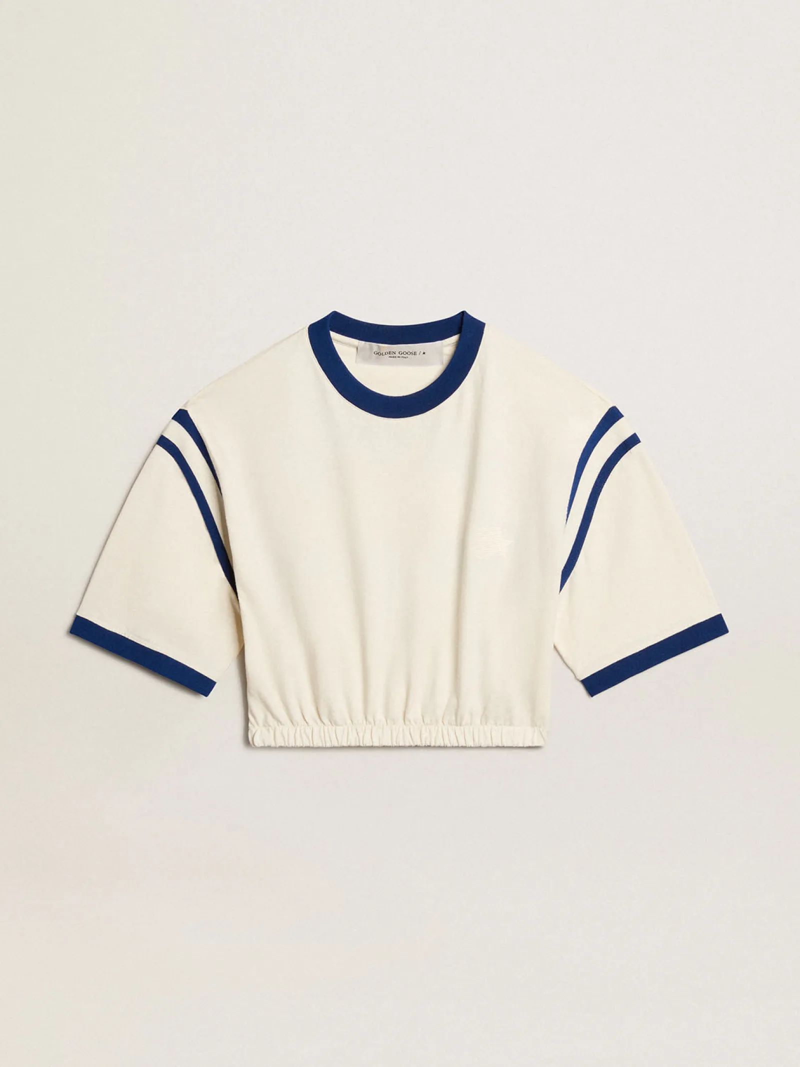 Clearance Golden Goose Camiseta cropped de algodão branco usado com escrita atrás Cor: branco usado