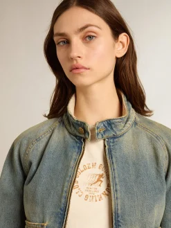 Flash Sale Golden Goose Camiseta de algodão branco usado com logo da estação Coleção Journey