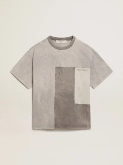 Best Sale Golden Goose Camiseta em várias tonalidades de cinza com efeito usado Coleção Journey