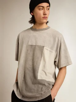 Best Sale Golden Goose Camiseta em várias tonalidades de cinza com efeito usado Coleção Journey