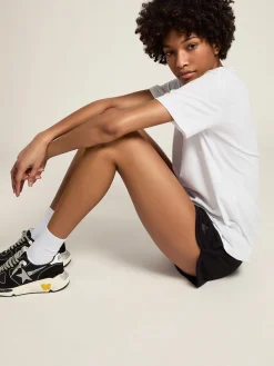 Best Sale Golden Goose Camiseta feminina branca com estrela de glitter prateado na frente Cor: branco