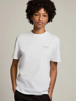 Cheap Golden Goose Camiseta feminina branca com logo e estrela de glitter prateado Cor: branco
