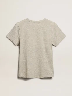 Cheap Golden Goose Camiseta feminina de algodão cinza mescla com escrita bordada Coleção Journey