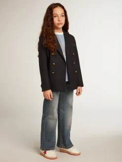 Cheap Golden Goose Camiseta infantil feminina de algodão azul com estampa com cristais Coleção Journey