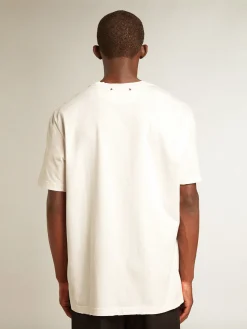 Online Golden Goose Camiseta masculina branca com tratamento desgastado Cor: branco
