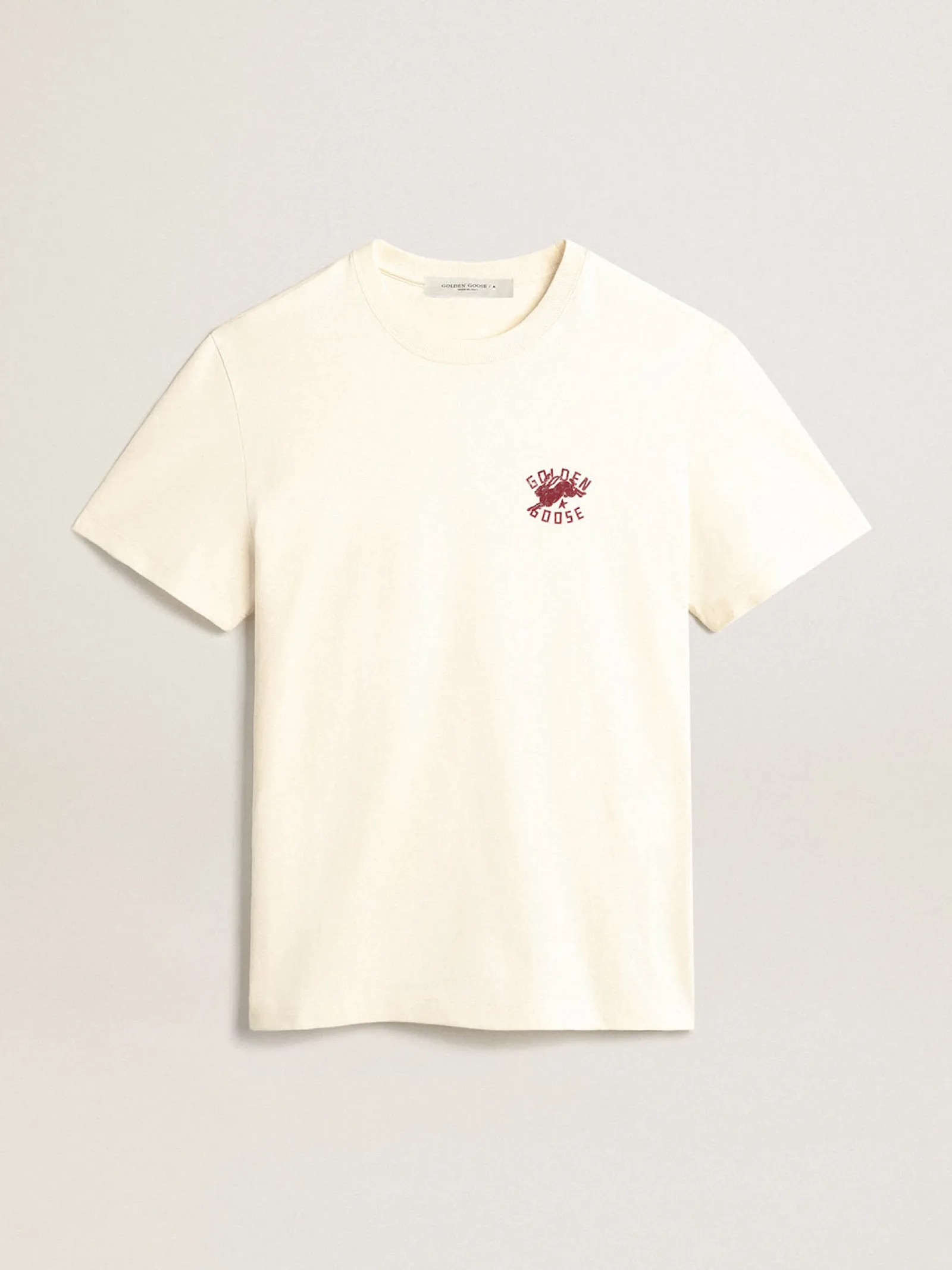 Discount Golden Goose Camiseta Masculina na cor branco heritage com logo CNY Cor: branco heritage