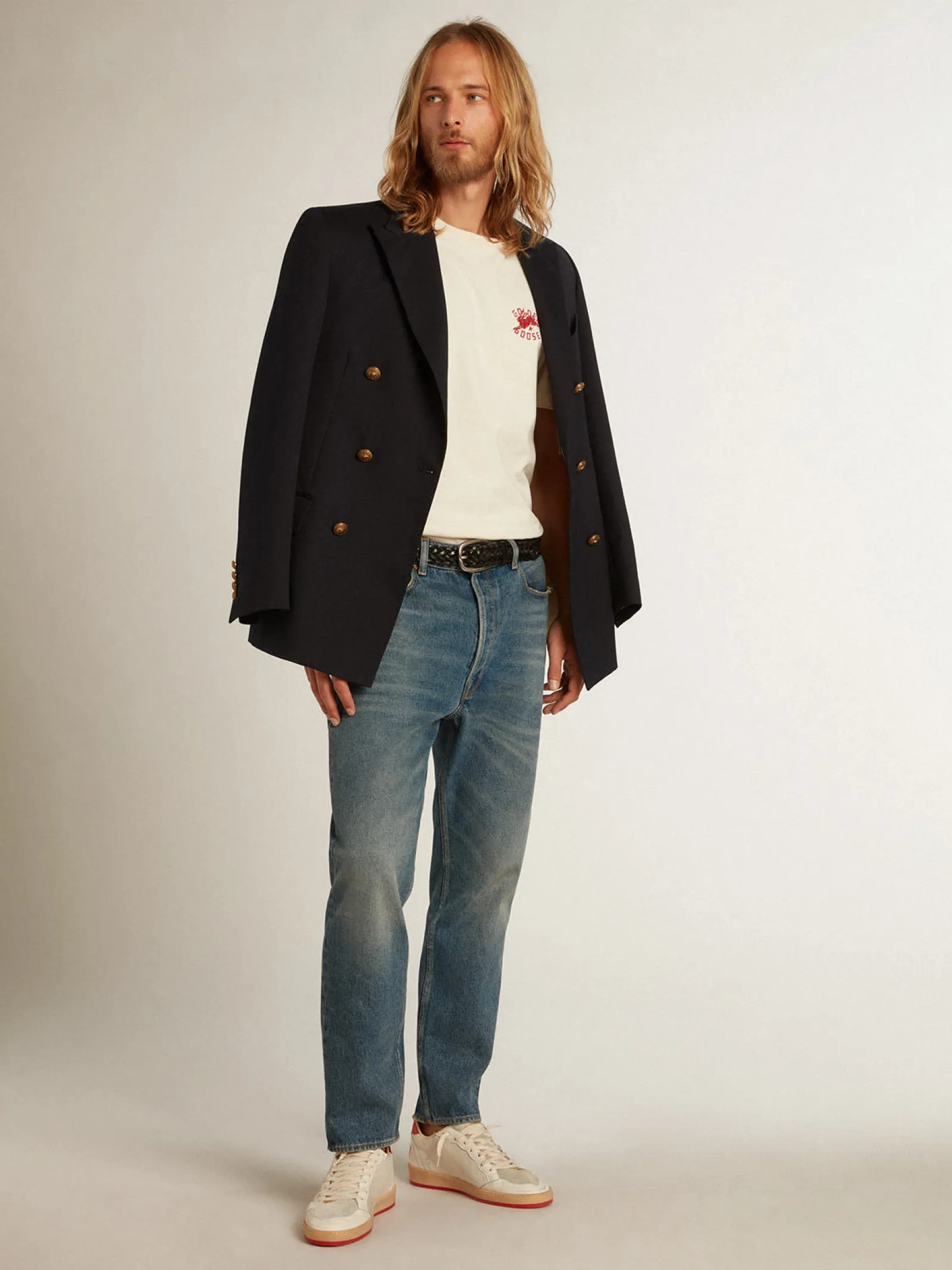Discount Golden Goose Camiseta Masculina na cor branco heritage com logo CNY Cor: branco heritage