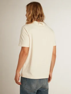 Discount Golden Goose Camiseta Masculina na cor branco heritage com logo CNY Cor: branco heritage