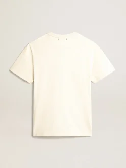 Discount Golden Goose Camiseta Masculina na cor branco heritage com logo CNY Cor: branco heritage