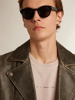 Store Golden Goose Camiseta masculina rosa pálido com escrita no centro Cor: rosa pálido