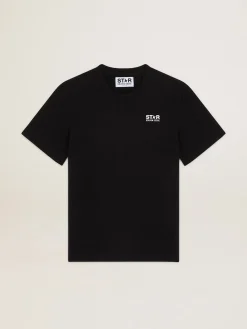 Store Golden Goose Camiseta preta Coleção Star com logo e estrela brancos em contraste Cor: preto