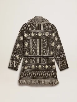 Clearance Golden Goose Cardigã com cinto e estampa fair isle cinza escuro Coleção Journey