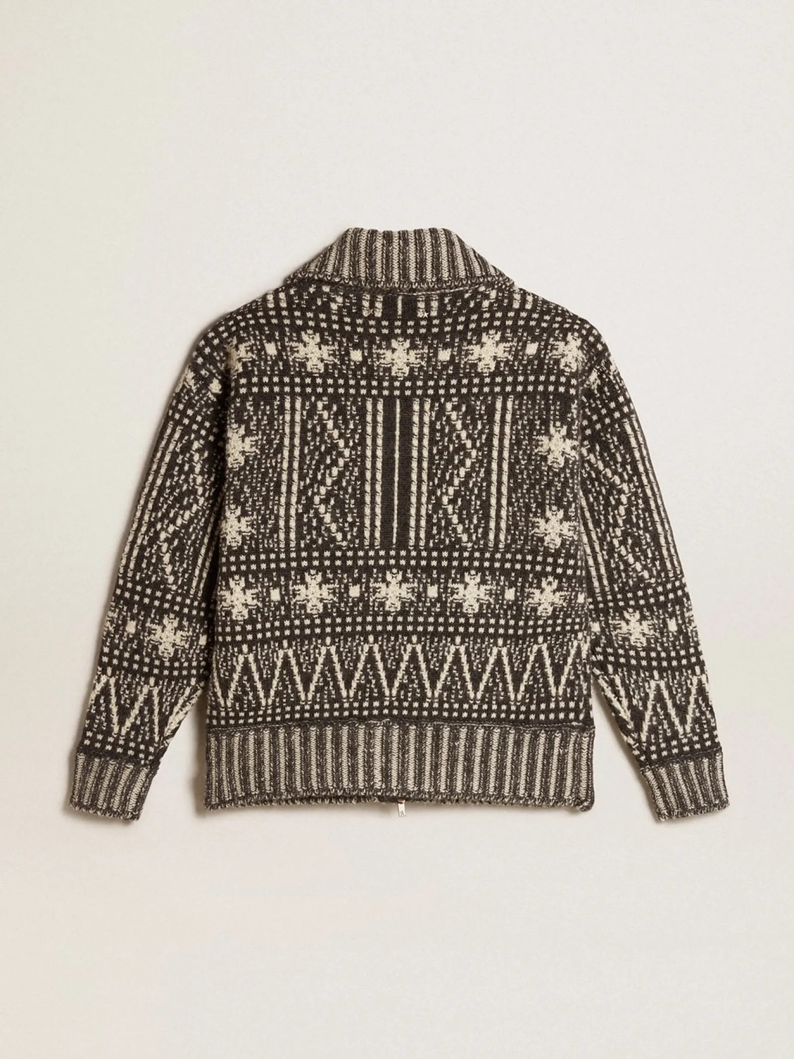 Fashion Golden Goose Cardigã com estampa fair isle cinza escuro Coleção Journey