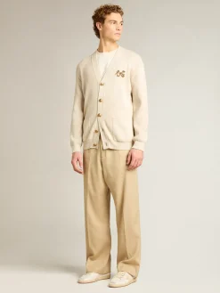 Store Golden Goose Cardigã de algodão no branco usado com fecho com botões dourados Cor: branco usado